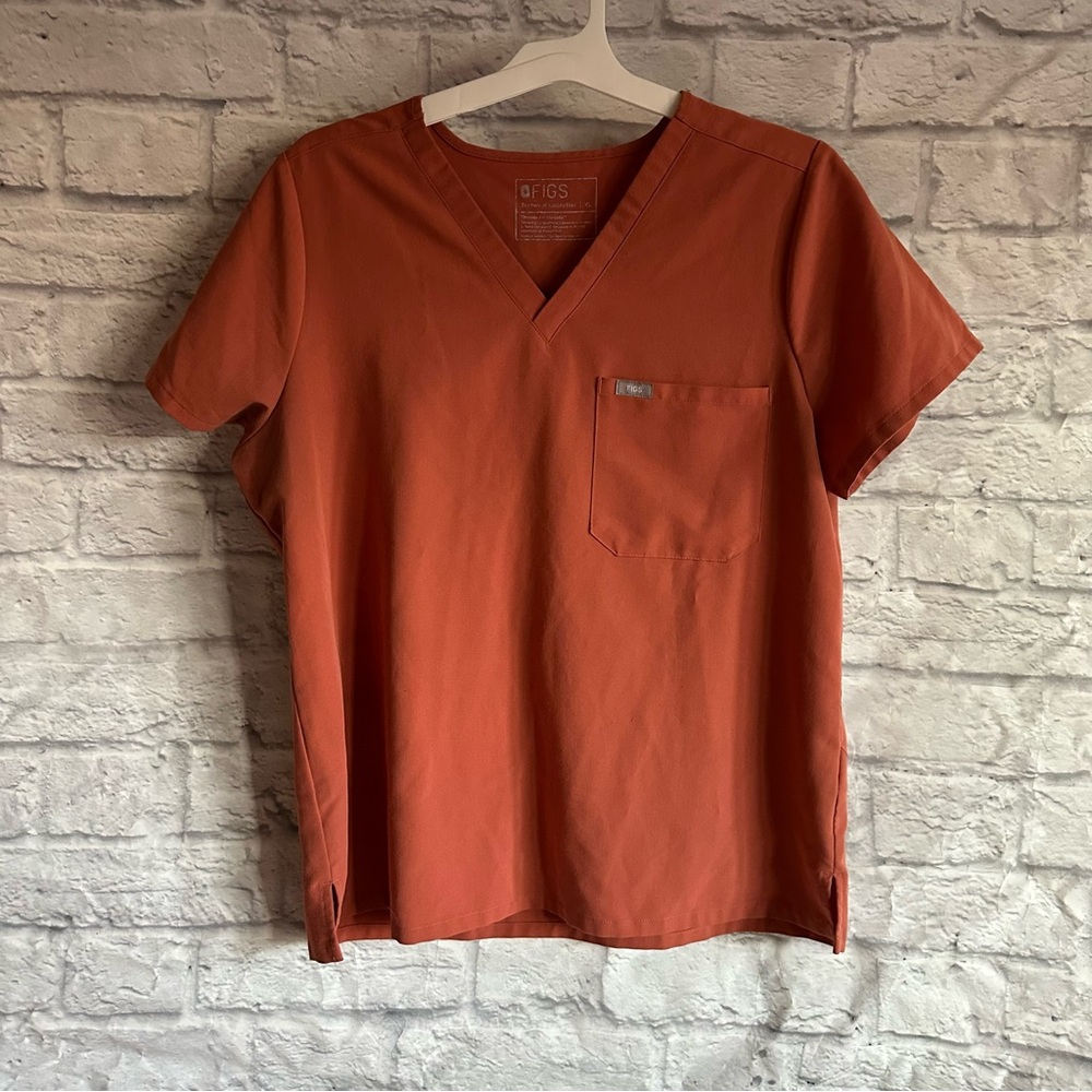PREOWNED FIGS ORANGE SHORT SLEEVE SCRUBS SHIRT TECHNICAL COLLECTION XL
